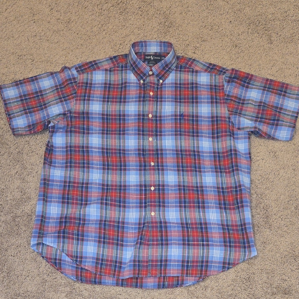 Ralph Lauren Blake Blue Plaid Casual Button Down Shirt